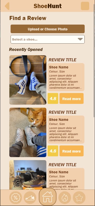 Reviews (3) - review finding page with photo search box, dropdown choice box and recent reads