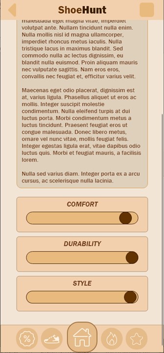 Reviews (5) - review sample continued with comment and performance sliders